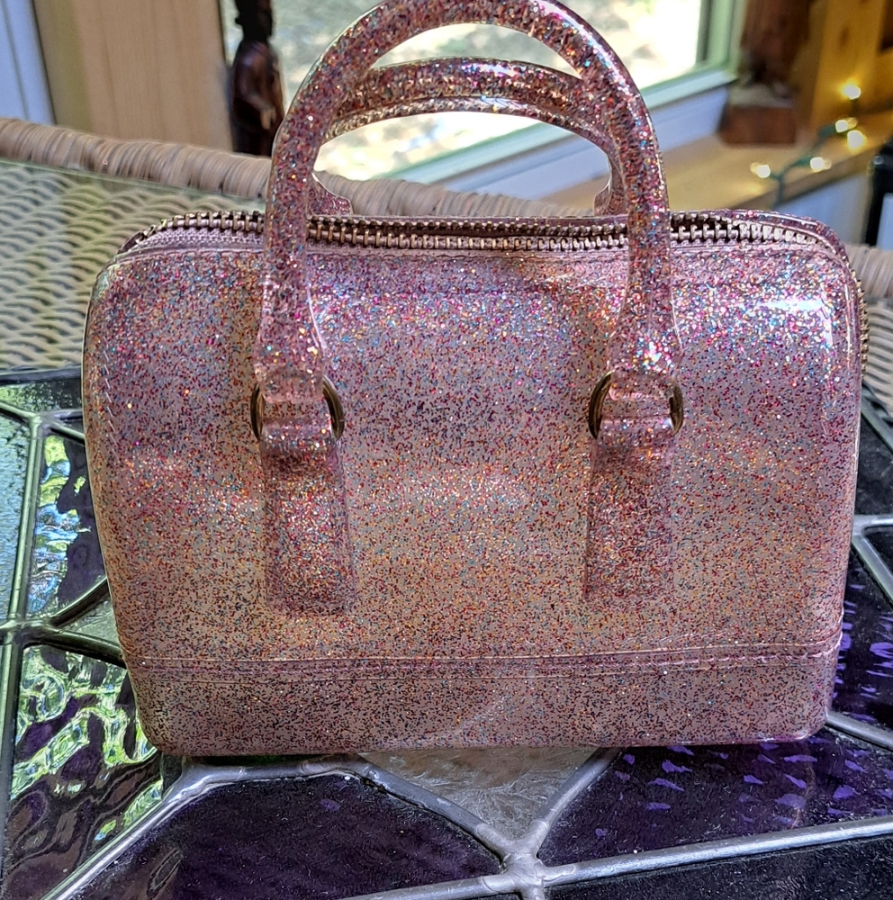 Mini Pink Jelly Glitter Handbag. - Picture 2 of 10